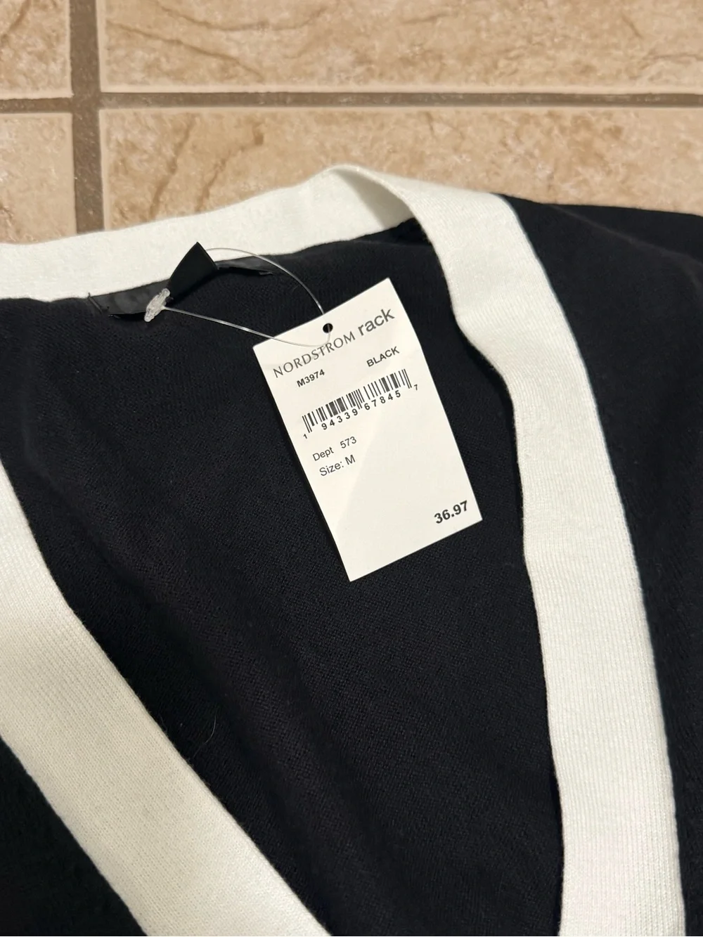 J.Crew Black White Trim Button Cardigan NWT Medium